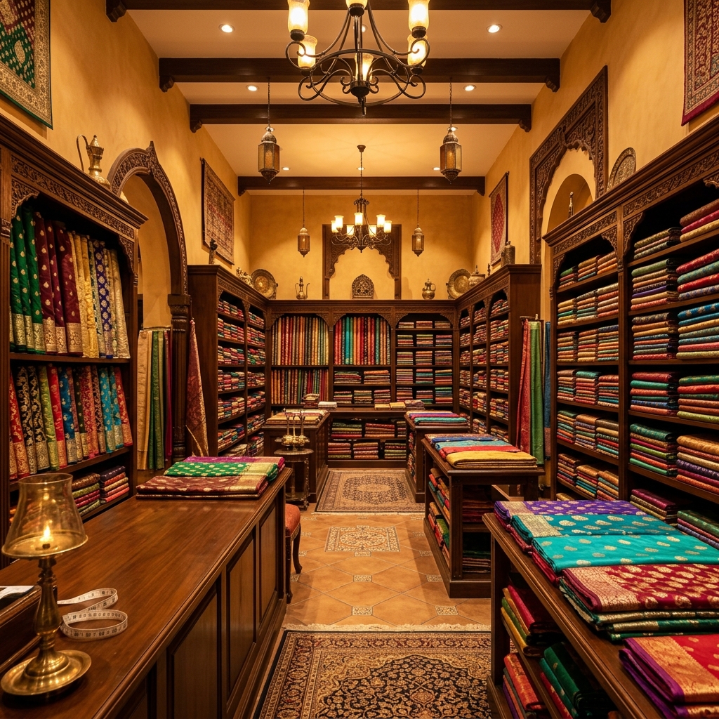 Interior of Sanjay Cut Piece fabric store in Thane